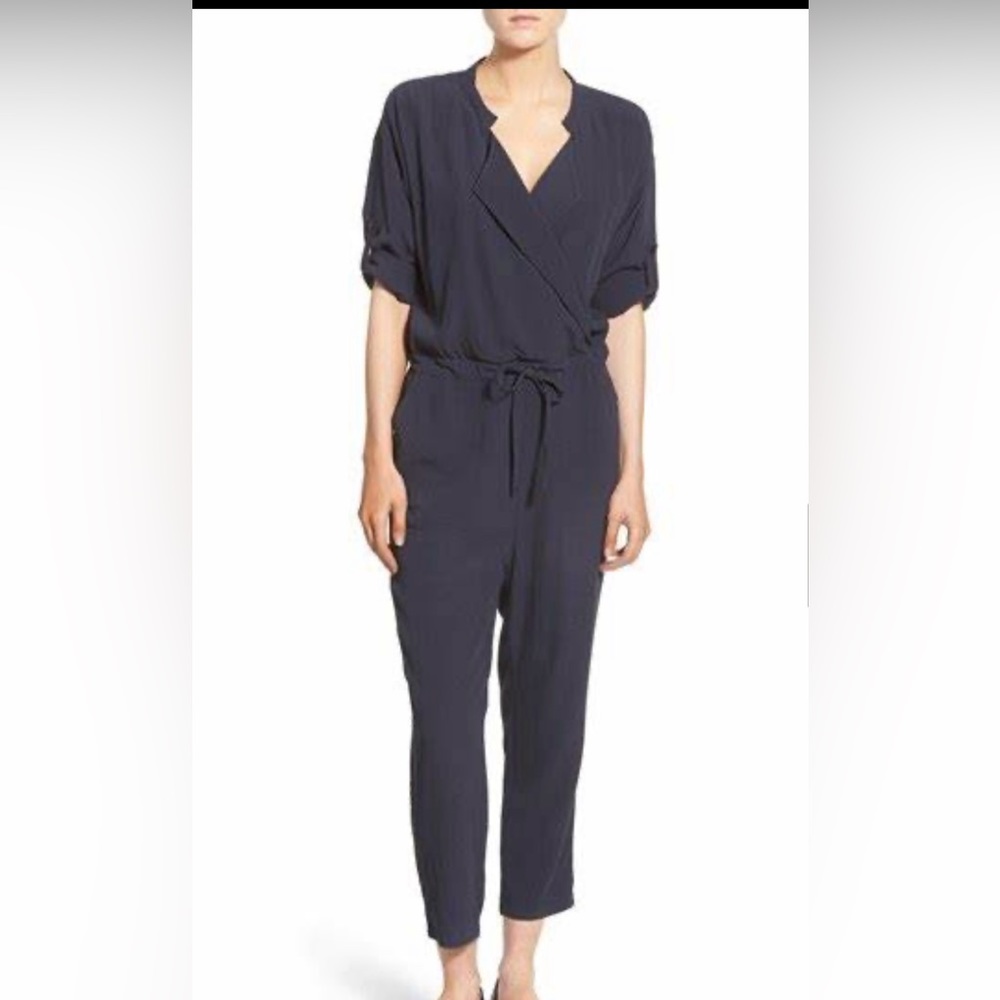 Madewell drapery crepe jumpsuit with cinched tie waist. Brand new. Navy, Size M
